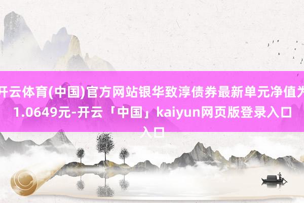 开云体育(中国)官方网站银华致淳债券最新单元净值为1.0649元-开云「中国」kaiyun网页版登录入口