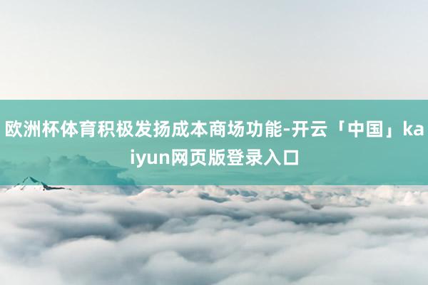 欧洲杯体育积极发扬成本商场功能-开云「中国」kaiyun网页版登录入口
